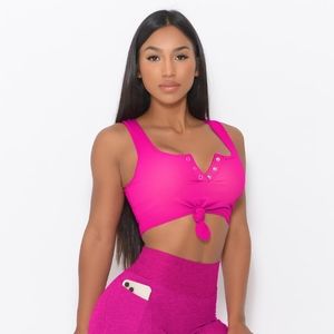 Bombshell Sportswear Henley Sports Bra Ultra Pink